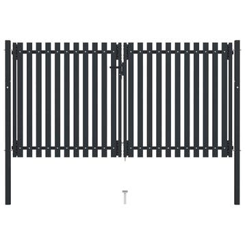 vidaXL Dubbele poort met deur staal 300x175 cm antraciet, Verzenden, Nieuw