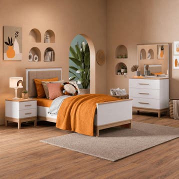 Almila Etto Complete Kinderkamer Set Wit/Eiken - 90 x 200, Huis en Inrichting, Nieuw
