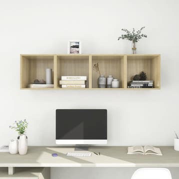 vidaXL Wandkasten 4 st 37x37x37 cm bewerkt hout sonoma, Verzenden, Nieuw
