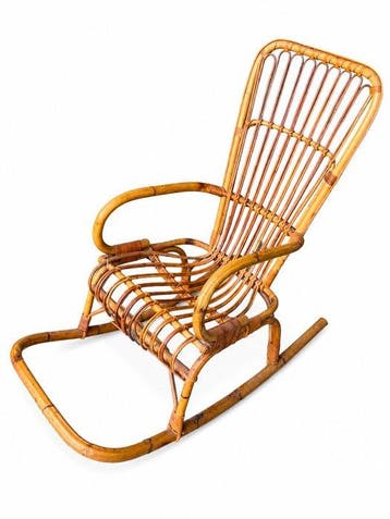 Schommelstoel - Bamboe, Rattan - Wieg van bamboe, Antiek en Kunst