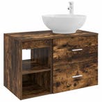vidaXL Badkamermeubel Set 2 pcs Gerookt eiken Bewerkt hout, Verzenden