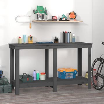 vidaXL Werkbank 140x50x80 cm massief grenenhout grijs, Verzenden, Nieuw