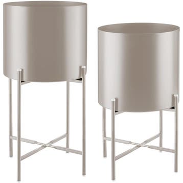 tectake Plantenstandaard Mine, 2-delige set, gepoedercoat st, Tuin en Terras, Verzenden, Nieuw