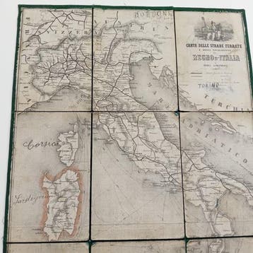 Italië - Kaart van de spoorwegen en van de scheepvaart van, Boeken, Atlassen en Landkaarten, Nieuw