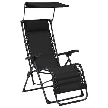 vidaXL Terrasstoel inklapbaar textileen zwart, Tuin en Terras, Verzenden, Nieuw