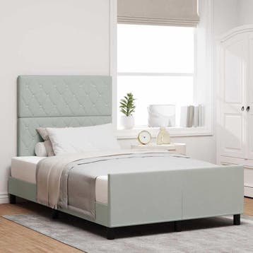 vidaXL Boxspring bed met hoofdeinde Lichtgrijs 120 x 200 cm, Verzenden