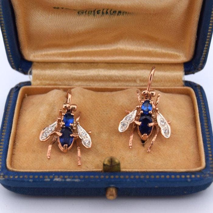 Zonder minimumprijs - Oorbellen - 9 kt. Roségoud - 1.90ct., Bijoux, Sacs & Beauté, Boucles d'oreilles