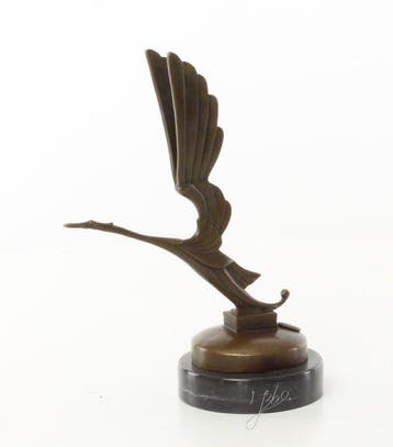 Statue, Vliegende ooievaar - 20 cm - Bronze, Marbre