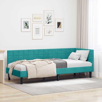 vidaXL Hoek Bed Frame met hoofdeinde Turquoise 80 cm x 200, Verzenden, Nieuw
