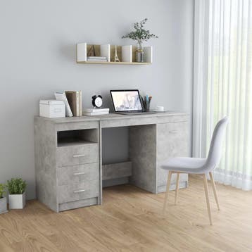 vidaXL Bureau 140x50x76 cm bewerkt hout betongrijs, Verzenden, Nieuw