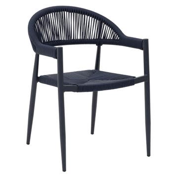 Stoel | VOLGA | Aluminium Rotan/Aluminium | Blue | Zwart, Verzenden, Nieuw in verpakking
