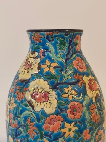 Émaux de Longwy - Vase - Faïence - H. 33 cm