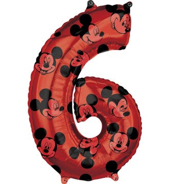 Mickey Mouse Helium Ballon Cijfer 6 66cm leeg, Verzenden