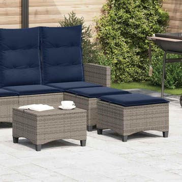 vidaXL Tuinkrukken met kussens 2 st 55x55x36 cm poly rattan, Verzenden, Nieuw