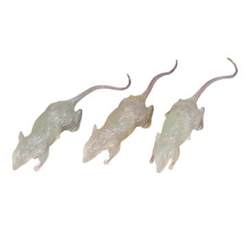 Tafeldecoratie Ratten Glow In The Dark 7cm 3st, Verzenden, Nieuw