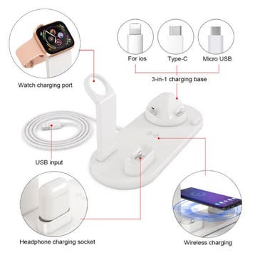 4 in 1 Oplaadstation voor Apple iPhone / iWatch / AirPods -, Verzenden, Nieuw