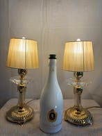 Lampe de table (2) - Laiton, Verre, Textile