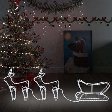 vidaXL Buitenkerstversiering rendier en slee 576 LEDs, Verzenden