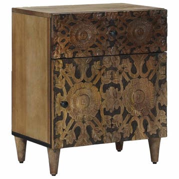 vidaXL Bedkast Bruin 50 x 33 x 60 cm Massief Mango Hout, Verzenden