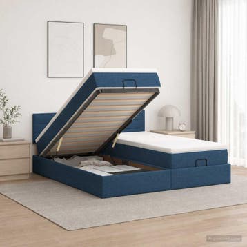 vidaXL Ottoman bed met matras met hoofdeinde 2 pcs Blauw, Verzenden