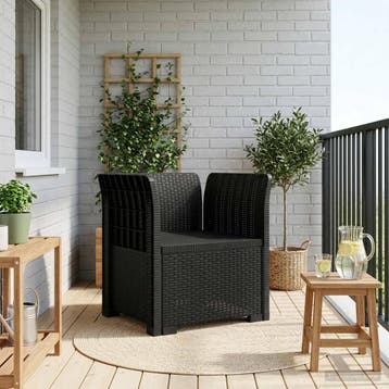 vidaXL Eén-zits Fauteuil Rieten Look PP Antraciet, Verzenden, Nieuw