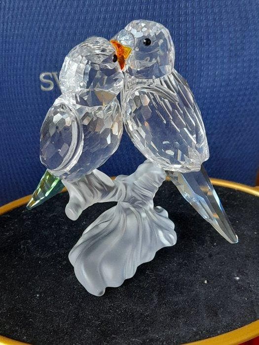 Swarovski - Beeldje - Budgies - 680627 - Kristal, Antiek en Kunst, Curiosa en Brocante