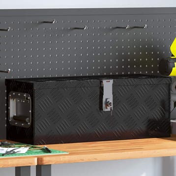 vidaXL Opbergbox 60x23,5x23 cm aluminium zwart, Doe-het-zelf en Bouw, Verzenden, Nieuw