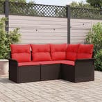 vidaXL Tuinbank Set met kussen Bruin poly rattan, Verzenden