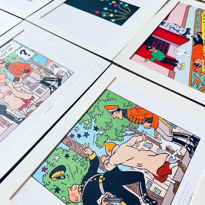 9 seltene Hergé / Moulinsart Drucke mit Passepartout – Die, Livres, BD