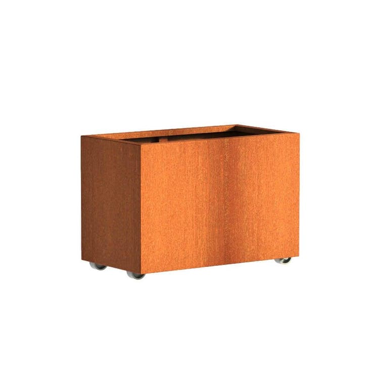 Cortenstaal plantenbak 90x50x60cm - Met wielen, Tuin en Terras, Bloembakken en Plantenbakken, 60 cm of meer, 60 tot 100 cm, Tuin