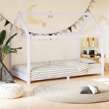 vidaXL Kinderbedframe massief grenenhout wit 70x140 cm, Kinderen en Baby's, Verzenden, Nieuw