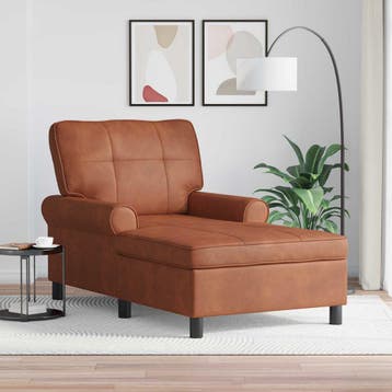 vidaXL Chaise Lounge Bruin Kunstleer 91 x 157 x 91 cm, Maison & Meubles, Verzenden