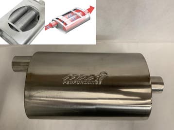 MAX Turbo Style Flo Performance rvs uitlaat demper 2,25 inch, Ophalen of Verzenden, Nieuw