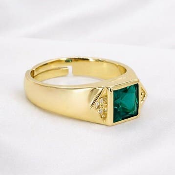 Zonder minimumprijs - Ring Verguld Smaragd - Diamant - 18k, Nieuw