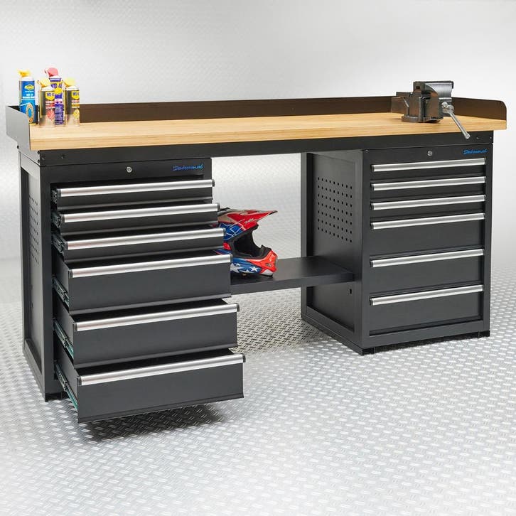 Datona Werkbank PRO met bamboe werkblad en 12 lades - 200, Bricolage & Construction, Établis, Enlèvement ou Envoi