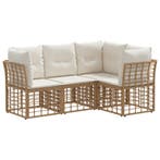vidaXL Buiten bank set met kussen 4 pcs Naturel Polyester, Verzenden