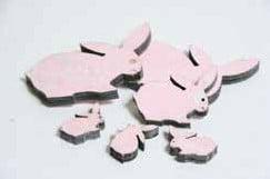 Houten Konijntjes Roze gemengde maten, Nieuw