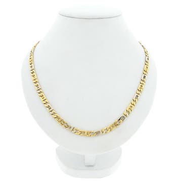 Bicolor gouden marineschakel ketting, Ophalen of Verzenden