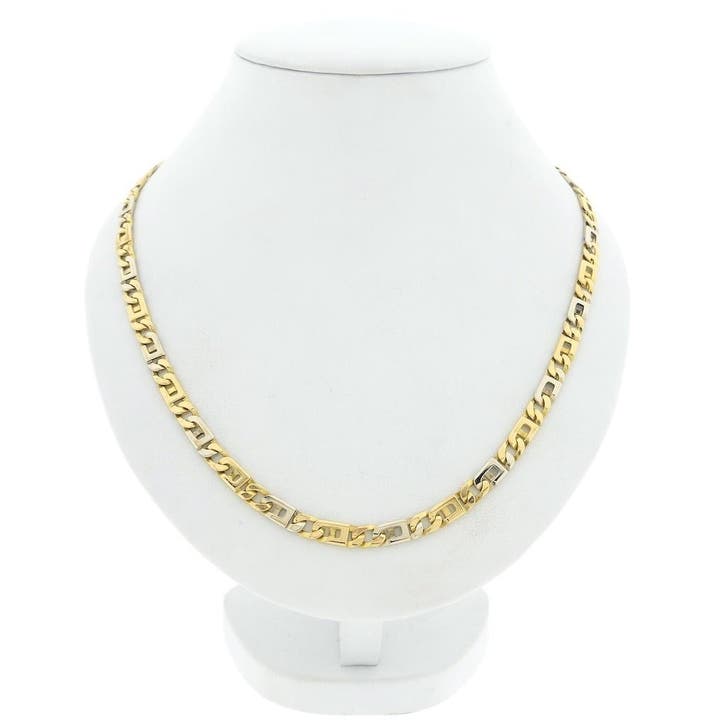 Bicolor gouden marineschakel ketting, Bijoux, Sacs & Beauté, Colliers, Enlèvement ou Envoi