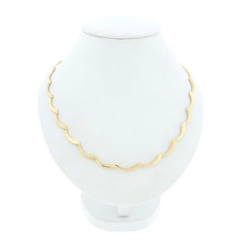 Gouden fantasie schakelketting, Handtassen en Accessoires, Kettingen, Ophalen of Verzenden, Gebruikt, Goud, Goud