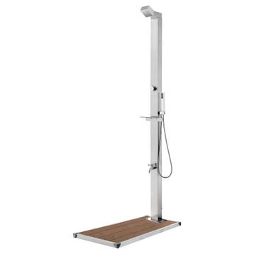 vidaXL Buitendouche met bruine basis 225 cm roestvrij staal, Verzenden, Nieuw