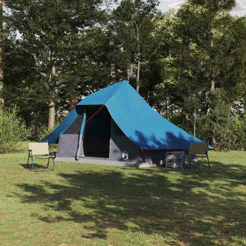 vidaXL Tipi Tent 10-persoons Blauw taft, Verzenden