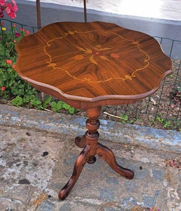 Table - Noyer - Guéridon en bois, Antiquités & Art