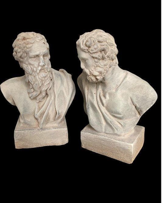sculptuur, San Pietro e Paolo - 27 cm - Steen, Antiquités & Art, Antiquités | Livres & Manuscrits