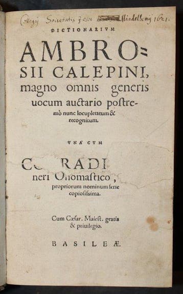 Ambrosii Calepini & Conradi Gesneri - Dictionarivm Ambrosii, Antiquités & Art