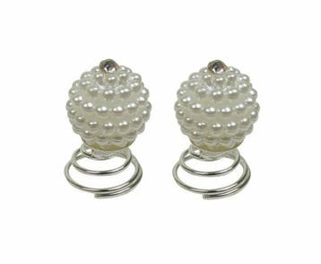 Haarspeld Curlies 1cm - Bolvorm Pareltjes Strass Steen - Wit, Handtassen en Accessoires, Nieuw