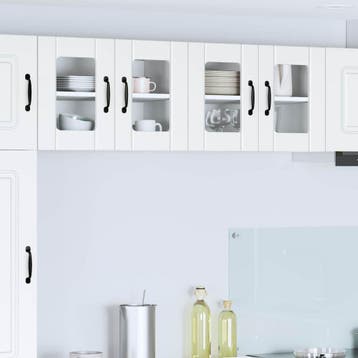 vidaXL Wandglas Kasten LUCCA 2 st Wit Bewerkt hout, Huis en Inrichting, Verzenden, Nieuw