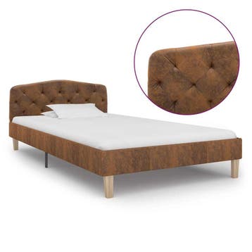 vidaXL Bedframe kunstsuède bruin 90x200 cm, Verzenden