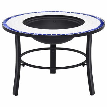 vidaXL Vuurschaal mozaïek 68 cm keramiek blauw en wit, Verzenden