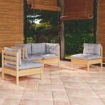 vidaXL 4-delige Loungeset met grijze kussens massief, Verzenden, Nieuw, Loungeset